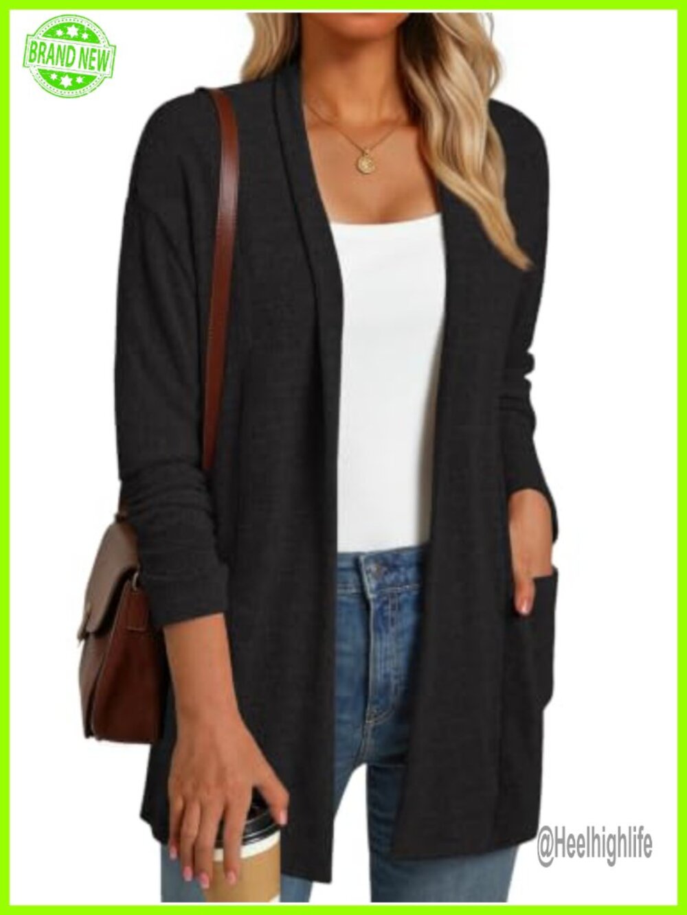 Open Front Knit Cardigan Sweater with Pockets Cozy All-Season Layer